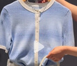 歌莉婭首降5折毛織開(kāi)衫2025新款設(shè)計(jì)感漸變獨(dú)特短袖T恤1E6C6J330 18J藍(lán)白漸變 S 曬單實(shí)拍圖