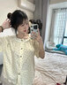 哈魯迪甜美公主風(fēng)短袖睡衣蕾絲花邊領(lǐng)肌理感薄款休閑顯瘦百搭家居服套裝 米白色 L （95-110斤） 曬單實(shí)拍圖
