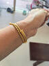 筱惠黃金手鐲經(jīng)典光板小眾年輕款光面細扁形推拉款金包銀鐲子送媽媽 金2.3克-總重約25克-四方推拉手鐲 曬單實(shí)拍圖