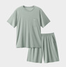 蕉內(nèi)（Bananain）506S男士睡衣夏季莫代爾棉感冰絲涼感短袖家居服七夕情人節(jié)送男友 【圓領(lǐng)短褲】板綠 L 曬單實(shí)拍圖