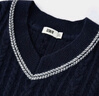 森馬（Semir）森柔|毛衣女冬季絞花提花寬松V領上衣潮流時尚慵懶風疊穿毛衫 藍色調00388 L 曬單實拍圖