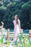 三彩【落櫻浮影】2025秋款新中式連衣裙提花A字裙長裙C 煙粉色花卉 M 160/84A 曬單實拍圖