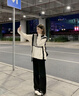 FitonTon西裝褲女2025秋季黑色窄版顯瘦感垂感休閑直筒闊腿褲子女 曬單實拍圖
