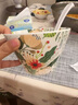 GIOIO歐式七彩云花手柄碗米飯碗創(chuàng  )意餐具甜品沙拉碗不規則個(gè)性陶瓷盤(pán)子 七彩云花-木柄葉子盤(pán) 曬單實(shí)拍圖
