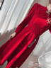 皮爾卡丹旗袍敬酒服2025新款秋冬結婚訂婚禮服連衣裙感小個(gè)子回門(mén)便裝 酒紅色 S 曬單實(shí)拍圖