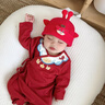 優(yōu)奇嬰兒滿月百天和尚服新生兒紅色衣服寶寶0-3月衣服純棉綁帶哈衣 紅色【不含配飾】 59cm 曬單實(shí)拍圖