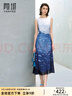 顏域撞色拼接夏季連衣裙女2025新款高級(jí)感獨(dú)特設(shè)計(jì)感過(guò)膝氣質(zhì)長(zhǎng)裙 藍(lán)花 L 曬單實(shí)拍圖