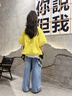 魅樂凱兒童街舞演出服男童嘻哈寬松走秀套裝hiphop女童爵士舞表演服裝潮 黃色上衣+牛仔褲+方巾 （兩件套） 150 （尺碼偏大） 曬單實拍圖