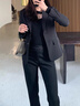汐蔓嬌小西裝外套女職業(yè)裝秋冬季長袖套裝正裝大學(xué)生酒店銀行西服工作服 帶蓋西裝 L 碼(建議100-110斤) 曬單實(shí)拍圖