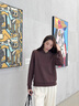 Marc O'Polo/MOP 春秋季美式休閑慵懶后背膠印大LOGO連帽衛(wèi)衣女士 咖啡色770 XS 160 曬單實拍圖