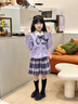 G.DUCKKIDS女童套裝春秋季2025新款衣服兒童小女孩洋氣秋裝jk學(xué)院風(fēng)套裝裙子 紫色三件套 140 cm 曬單實(shí)拍圖
