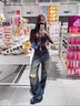 Khwfjas一線(xiàn)品牌復古破洞微喇牛仔褲女2025夏高腰顯瘦寬松顯腿長(cháng)直筒 復古藍（長(cháng)褲） M 【體重:99-109斤】 曬單實(shí)拍圖