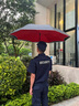 Momikawa自動(dòng)反向傘長(cháng)柄雨傘加大加厚加固晴雨兩用大號車(chē)載汽車(chē)專(zhuān)用汽車(chē)傘 紅色8骨手動(dòng)開(kāi)收-128cm-適合3人 曬單實(shí)拍圖