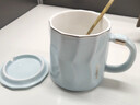 陶徹杯子帶蓋帶勺子陶瓷馬克杯北歐ins風(fēng)情侶輕奢高級(jí)感辦公室咖啡杯 【禮盒裝】亮面藍(lán)轉(zhuǎn)角杯 曬單實(shí)拍圖