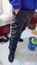 羅蒙（ROMON）皮褲男士冬季加絨加厚保暖防水機車摩托車外賣代駕騎行皮毛一體褲 全松緊護膝護腰款 33 2尺6腰圍 曬單實拍圖