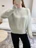 Calvin KleinJeans25秋季新款女士休閑通勤ck提花圓領(lǐng)打底針織衫毛衣44D359G PD7-卡其米 S 曬單實拍圖