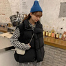 矜持范馬甲女2025新款小眾馬甲女韓版百搭洋氣坎肩馬甲學(xué)生棉襖外套 黑色 M 100-115斤 曬單實(shí)拍圖