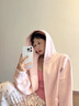 棉致美式重磅貓咪連帽外套女春秋季2025新款寬松開衫衛(wèi)衣高級感上衣 3317粉色【常規(guī)高品質(zhì)42.5】 L 100-120斤 曬單實拍圖