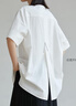 旅途原品 設計感襯衫女60s精梳棉短袖襯衫開(kāi)叉休閑百搭小衫秋輕薄上衣 白色 - 現貨 L-XL(170cm) 曬單實(shí)拍圖