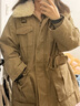 UR【HOT】2025冬季新款女裝復古工裝羊羔毛領(lǐng)羽絨服UYL150036 卡其 (偏寬松) XS 曬單實(shí)拍圖