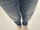 simple pieces【寬松蛋卷褲】春新款SPS牛仔褲女九分大翻邊直筒褲 復古藍/身高153-164(現貨) S 88-90（95-105斤） 曬單實(shí)拍圖