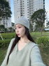 CACUSS純羊毛帽子女秋冬加厚保暖毛線帽女士針織帽戶外冬季包頭帽云銀灰 曬單實(shí)拍圖