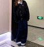 矜持范外套女美式拼接翻領(lǐng)黑色春秋外套女新款2025男女穿搭寬 黑色 M 95-110斤 曬單實(shí)拍圖