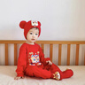 迪士尼（Disney）嬰兒連體衣夏季滿月一百天周歲寶寶衣服男孩紅色百日宴棉女套裝 長(zhǎng)袖套頭大紅金龍 不含帽子 90cm (22-26斤內(nèi)) 曬單實(shí)拍圖