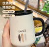 拜杰馬克杯陶瓷咖啡杯禮物水杯牛奶杯早餐杯辦公杯帶勺帶蓋杯子420ml 曬單實(shí)拍圖