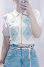 UR2025春季新款女裝減齡學(xué)院風(fēng)菱格蝴蝶結針織開(kāi)衫UYY950054 象牙白 (面料微透) M 曬單實(shí)拍圖