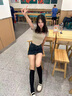 橙絨小腿襪子女春秋款無骨長筒棉襪防滑微壓瘦腿日系jk襪夏季白色長襪 白色+深灰 均碼 【35-40碼/無骨縫頭/穿出漫畫腿】 曬單實拍圖