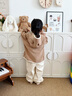 幼歌（YOUGE）嬰幼兒秋季新款軟糯燈芯絨小熊束腳褲寶寶保暖燈籠褲潮 米色 90 cm 曬單實(shí)拍圖