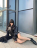 蜘蛛王切爾西靴子女2025年春秋季新款尖頭冬鞋秋款單靴法式小短靴及踝靴 黑色加絨 40 曬單實拍圖