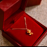中國黃金（CHINA GOLD）足金玫瑰花之戀表白黃金吊墜不含鏈送女友老婆生日生日禮物 金重約 0.6g【送金色銀鏈+玫瑰花禮盒】 曬單實(shí)拍圖