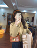哥瑞美2025早秋韓系高級感短款毛呢外套牛仔褲兩件套今年流行的時尚套裝 7444外套杏色 L 建議111-121斤 曬單實拍圖