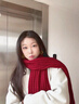 蒙口比鄰紅色圍巾女2025新款秋冬季毛線(xiàn)百搭韓版高級感生日禮物針織圍脖套#25酒紅麻花款 曬單實(shí)拍圖
