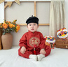 G.DUCKKIDS小黃鴨周歲禮服男寶寶抓周衣服女漢服百日宴百天滿(mǎn)月嬰兒套裝夏季 紅色+香囊 90 建議1~2歲【 80-90cm】cm 曬單實(shí)拍圖