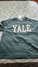 馬登工裝 美式撞色字母印花T恤學(xué)院風(fēng)耶魯大學(xué)純棉短袖體恤男夏季 綠色 （寬松偏大） L 曬單實(shí)拍圖