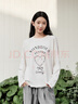 森馬（Semir）長(cháng)袖T恤女秋季oversize印花蝴蝶結2025新款少女感甜酷套頭衫 本白10102 S 曬單實(shí)拍圖