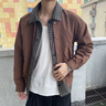 花花公子（PLAYBOY）美式翻領(lǐng)格子夾克外套男款春秋2025新款高街潮流假兩件復古棒球服 咖啡 L 曬單實拍圖