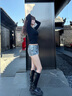 MJ STYLEU領(lǐng)開(kāi)扣修身長(cháng)袖T恤女2025年秋季女裝新款修身顯瘦親膚內搭打底衫 曬單實(shí)拍圖