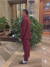 莫代爾男士純棉睡衣爸爸款中老年人長(zhǎng)袖家居服男春秋冬款紅色本命年套裝 88119 XL 140-160斤 曬單實(shí)拍圖