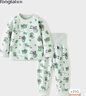 童泰（TONGTAI）嬰兒套裝春秋季純棉寶寶衣服兒童家居服內衣上衣高腰褲子綠色90cm 曬單實(shí)拍圖