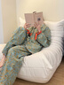 族瑪士2025新款淺春系睡衣女春秋季純棉高級感夏天大碼可外穿家居服套裝 S83572#迷霧森林綠 XL 【建議162-178CM/140-170】 曬單實(shí)拍圖