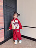 G.DUCKKIDS小黃鴨童裝哪咤兒童服裝女童套裝好看秋裝女孩秋季衣服休閑兩件套 紅色套裝 140 (建議125-135cm 7-8周歲） 曬單實(shí)拍圖