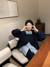 WFKV大碼女裝胖MM春秋新款假兩件上衣闊腿褲感兩件時(shí)尚休閑套裝女 兩件套 3XL 【160-180斤】 曬單實(shí)拍圖