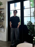 OX-FREAKOXFREAK那不勒斯褶 TR混紡黑色休閑褲男垂感闊腿寬松彎刀西褲 灰色 L 曬單實(shí)拍圖