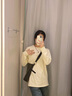 名創(chuàng)優(yōu)品（MINISO）純棉長袖t恤女2025新款爆款春秋奶白色打底衫上衣休閑寬松體恤衫 奶白色(熊仔口袋胸標) XL (體重130-150斤) 曬單實拍圖