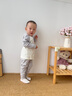 巴帝巴帝嬰幼兒童純棉秋衣秋褲保暖套裝男女寶睡衣家居服 灰 蘋(píng)果熊熊 100 曬單實(shí)拍圖