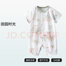 貝肽斯嬰兒衣服夏季寶寶連體衣純棉新生兒薄款哈衣爬服短袖睡衣 曬單實拍圖